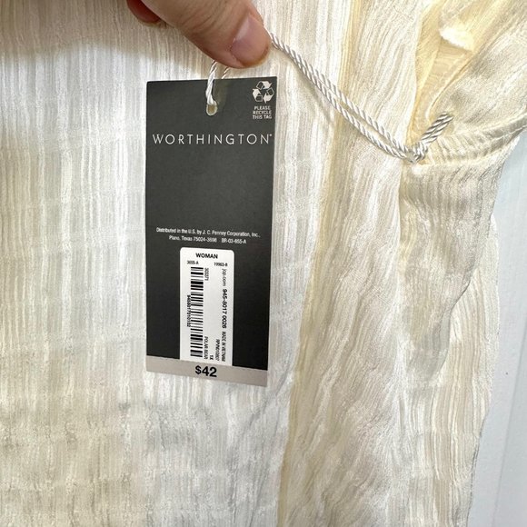 Worthington Crew Neck Gauzy Short Sleeve Sheer Blouse 1X - NEW - Picture 5 of 8